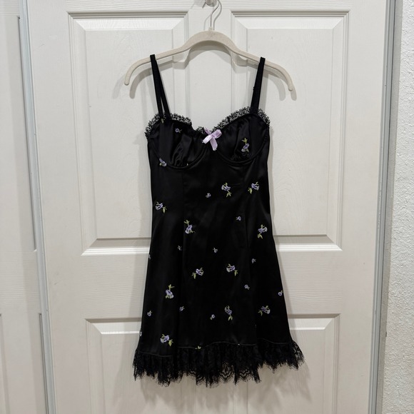 Widow Enchanted Forest Embroidered Floral Lace Trim‎ Mini Dress small s - Picture 2 of 8